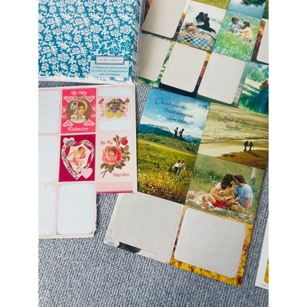 Vintage Laura Ashley Hallmark Stationery Lot Floral Note Cards 90s Paper